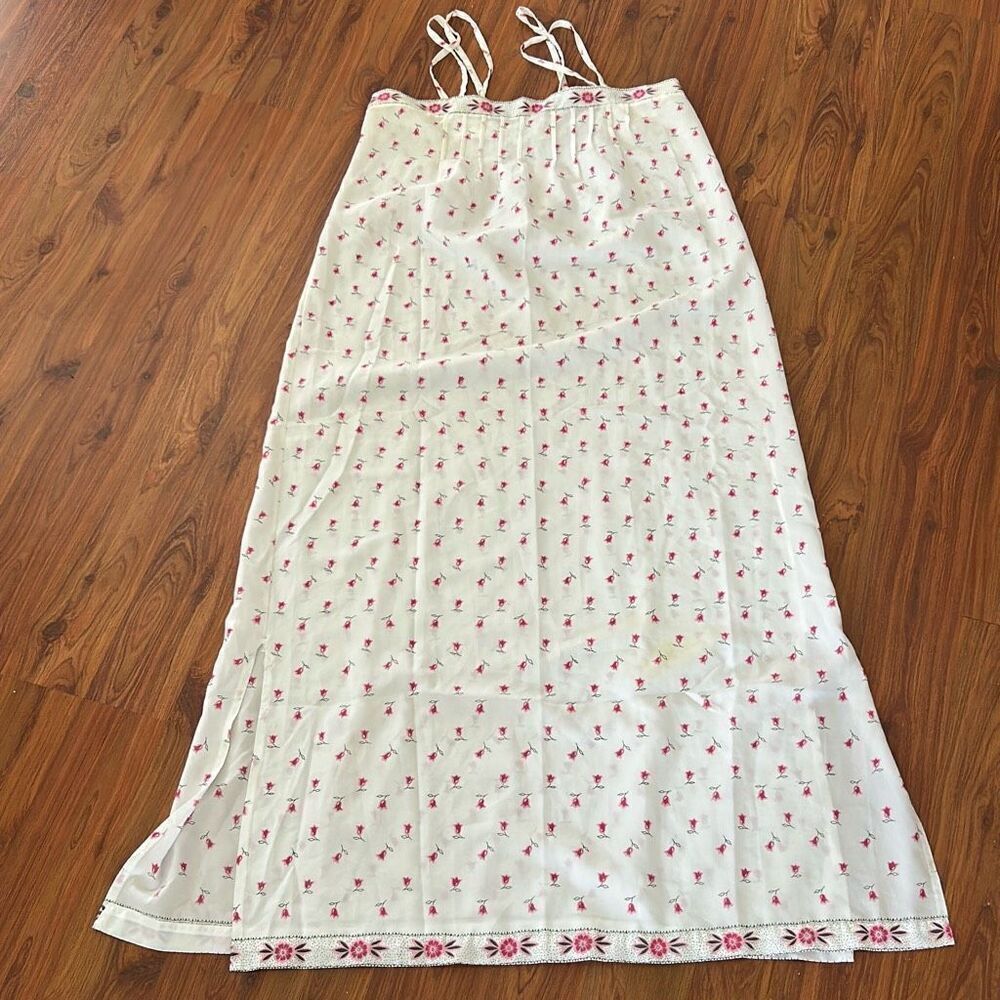 Eve Stillman New York vintage floral white pink long nightgown M
